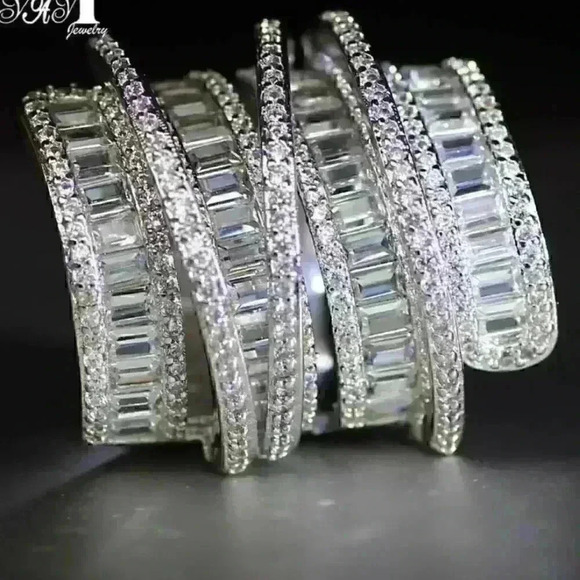 New 6.4 CT 925 Sterling Silver Diamond Ring - Picture 5 of 16